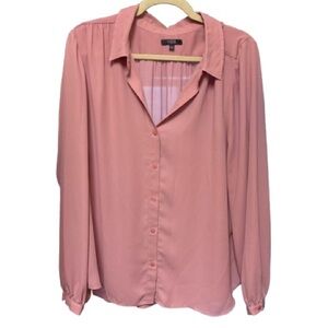NYDJ Blush Pink Button Front Blouse Size L